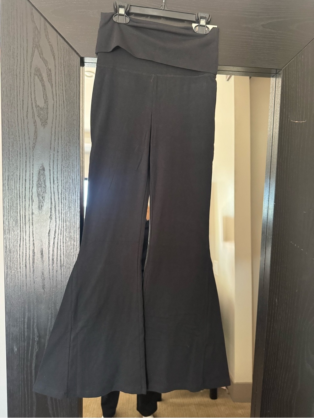 Aerie offline Black Fold-Over Waist super flare pants